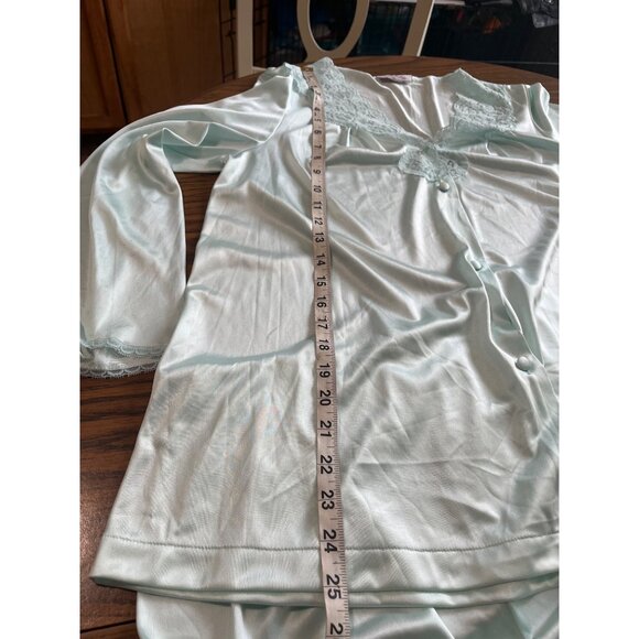 Vanity Fair vintage blue green pajama pants and top size Medium - Picture 7 of 8